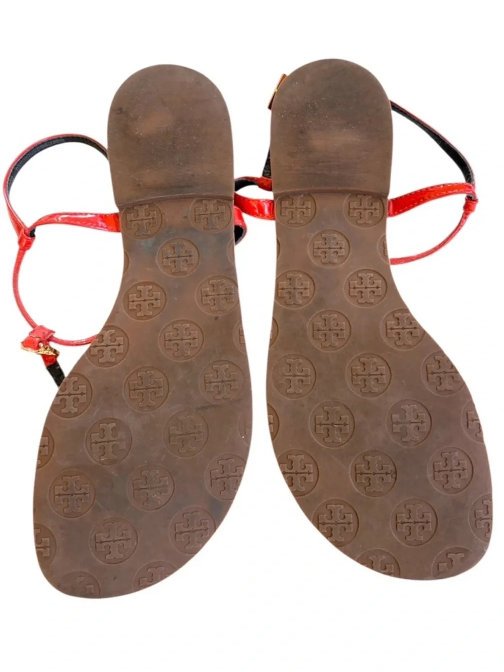 Tory Burch Leather Emmy T-Strap Sandals Floral Size 7.5